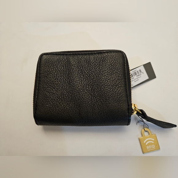 FOSSIL  Zip Bifold RFID Protected Black  Leather Wallet - Picture 2 of 8